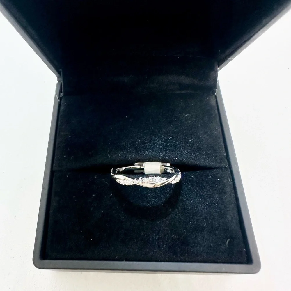 Moissanite Wedding Band Twisted Ring Anniversary GRA Certified 925 18K